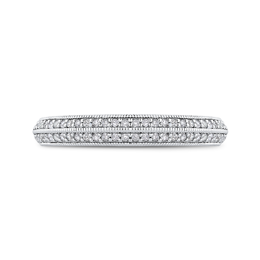 Round Diamond Half-Eternity Wedding Band in 14K White Gold