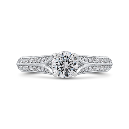 Split Shank Round Diamond Engagement Ring in 14K White Gold