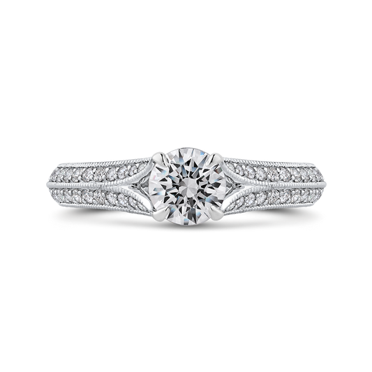 Split Shank Round Diamond Engagement Ring in 14K White Gold