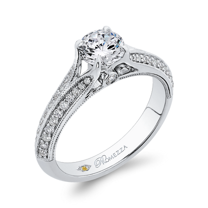 Split Shank Round Diamond Engagement Ring in 14K White Gold