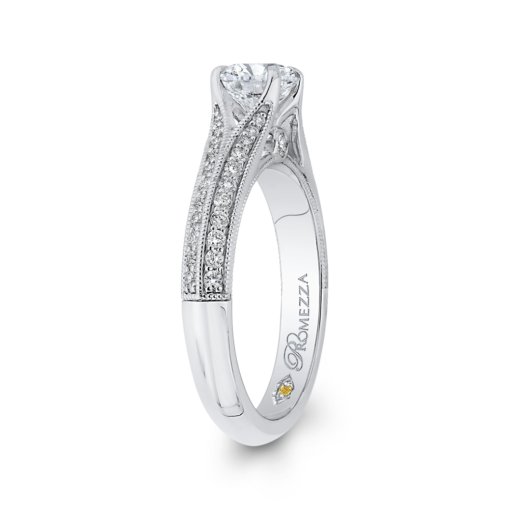 Split Shank Round Diamond Engagement Ring in 14K White Gold