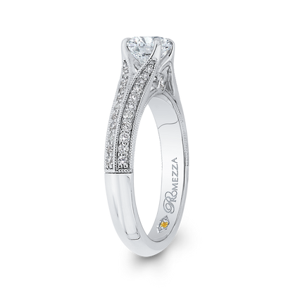 Split Shank Round Diamond Engagement Ring in 14K White Gold