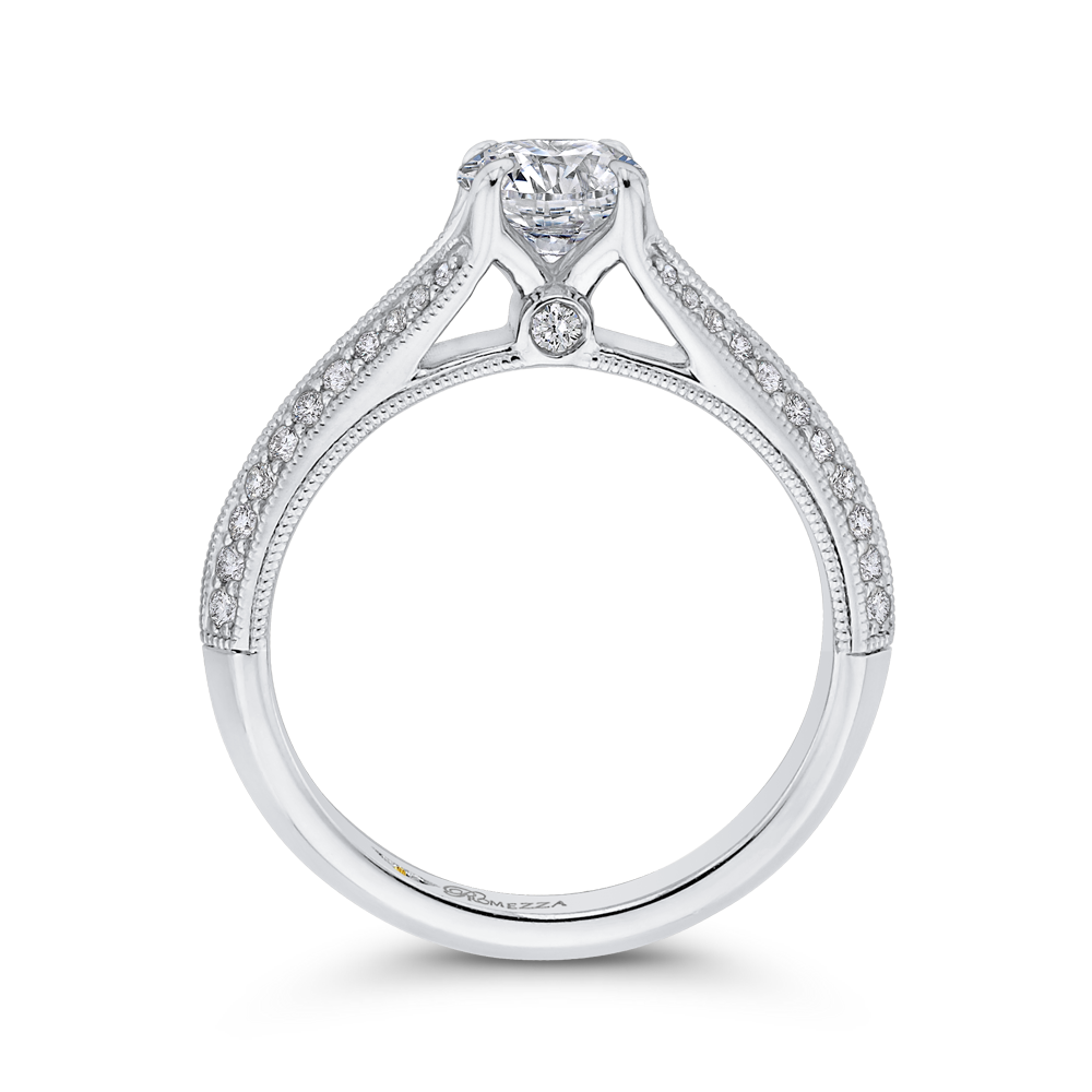 Split Shank Round Diamond Engagement Ring in 14K White Gold