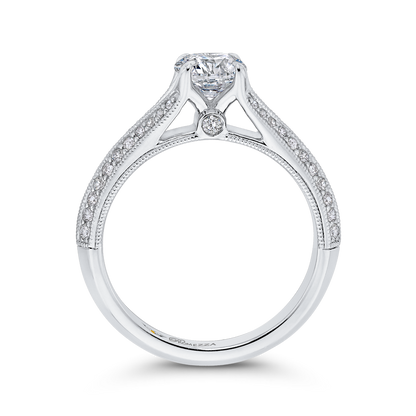 Split Shank Round Diamond Engagement Ring in 14K White Gold