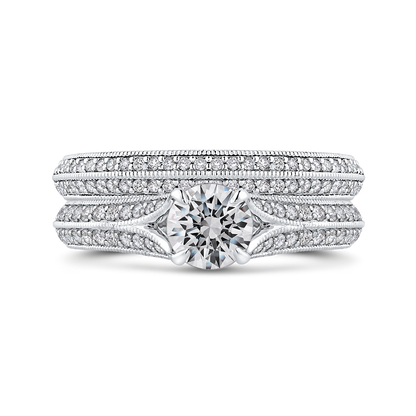 Split Shank Round Diamond Engagement Ring in 14K White Gold