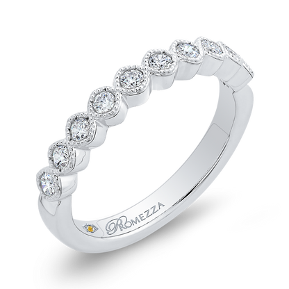 Round Diamond Half-Eternity Wedding Band in 14K White Gold