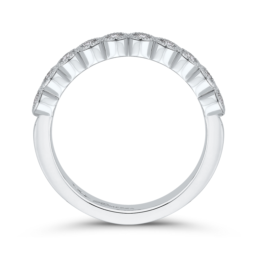 Round Diamond Half-Eternity Wedding Band in 14K White Gold