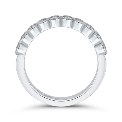 Round Diamond Half-Eternity Wedding Band in 14K White Gold