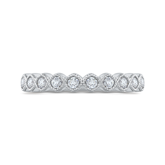 Round Diamond Half-Eternity Wedding Band in 14K White Gold