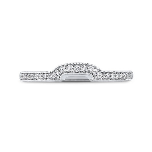 Round Diamond Half-Eternity Wedding Band in 14K White Gold