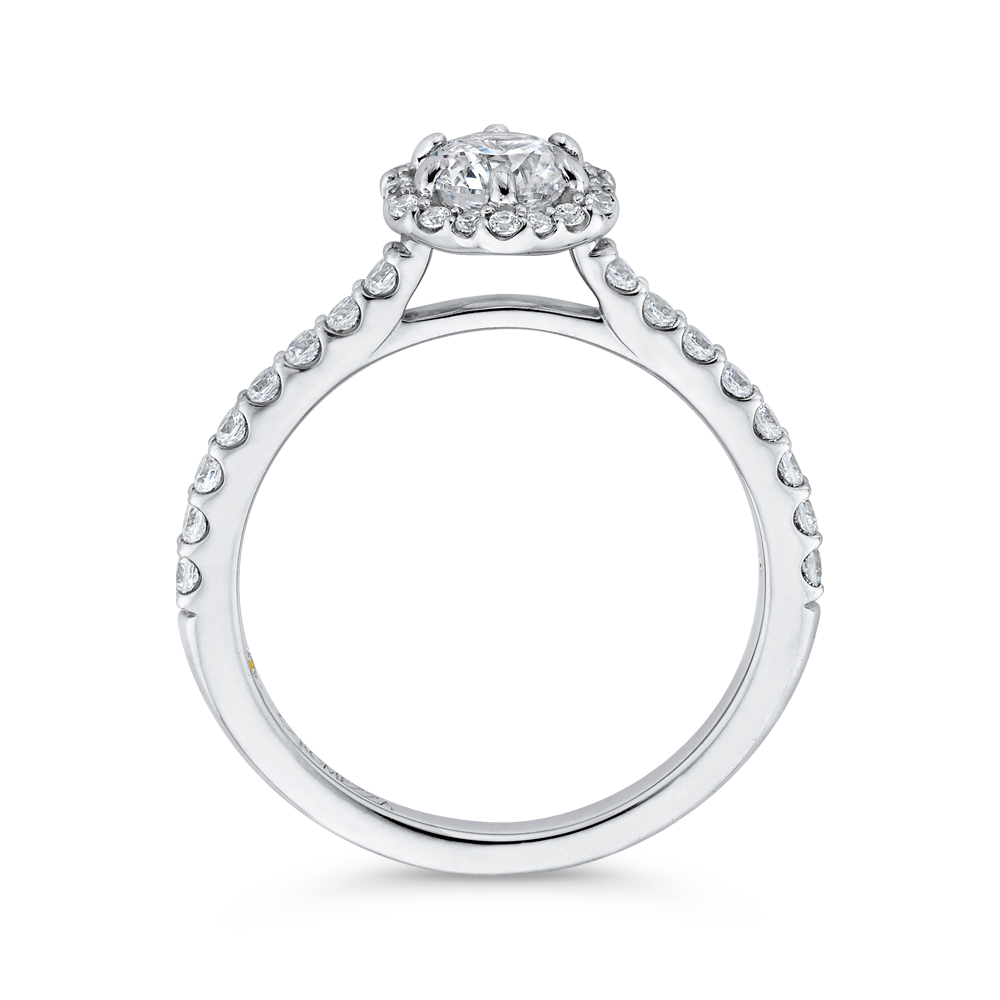 Round Diamond Halo Engagement Ring in 14K White Gold