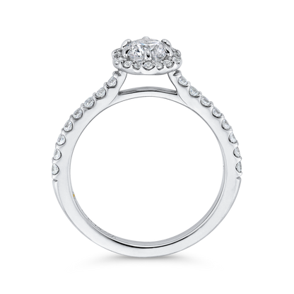 Round Diamond Halo Engagement Ring in 14K White Gold