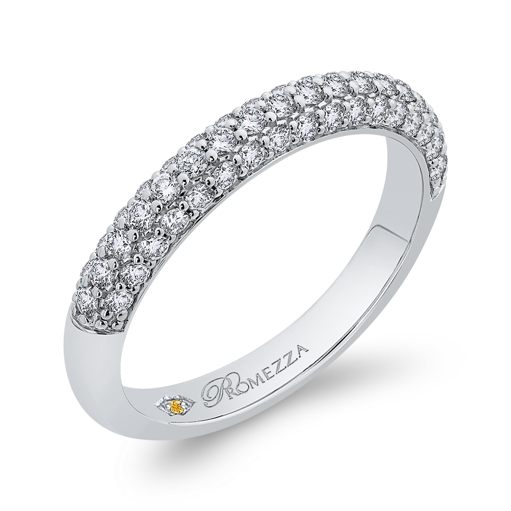 Round Diamond Half-Eternity Wedding Band in 14K White Gold