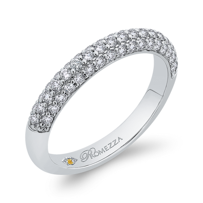 Round Diamond Half-Eternity Wedding Band in 14K White Gold