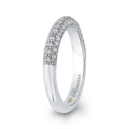 Round Diamond Half-Eternity Wedding Band in 14K White Gold