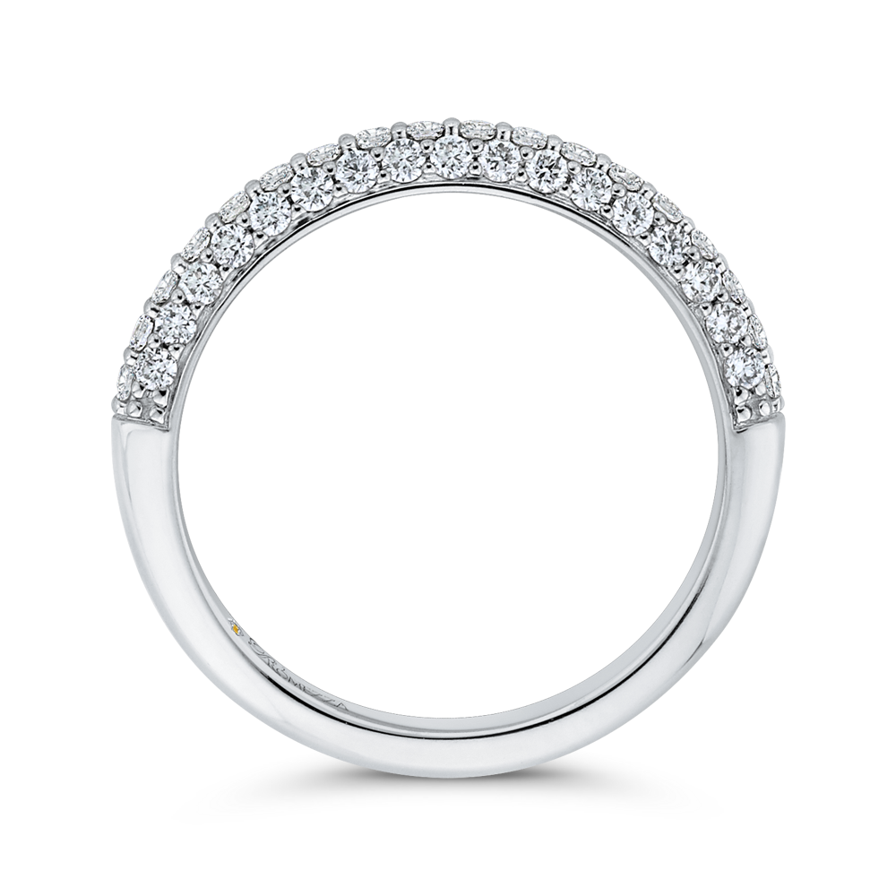 Round Diamond Half-Eternity Wedding Band in 14K White Gold