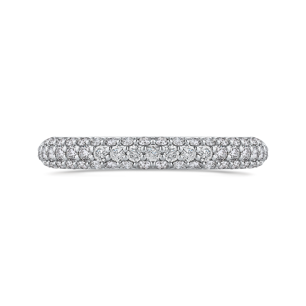 Round Diamond Half-Eternity Wedding Band in 14K White Gold