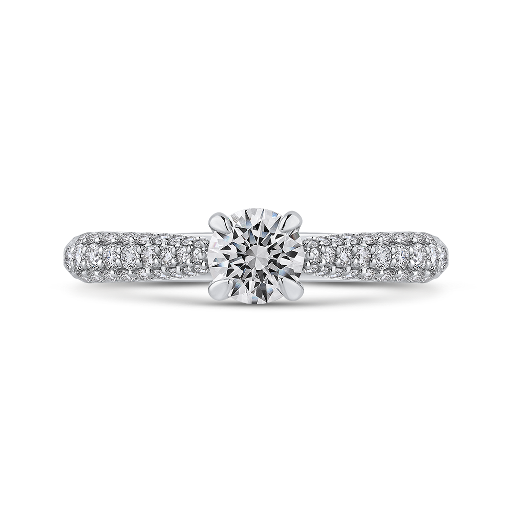 Round Diamond Cathedral Style Engagement Ring in 14K White Gold