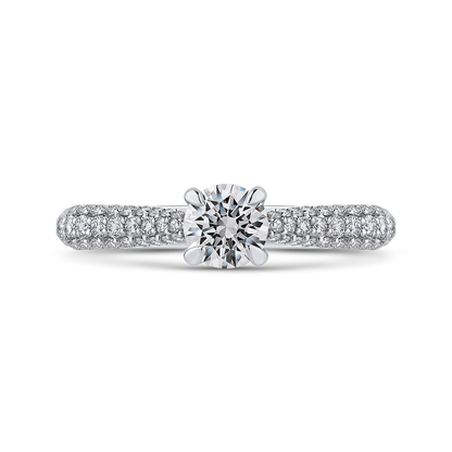 Round Diamond Cathedral Style Engagement Ring in 14K White Gold