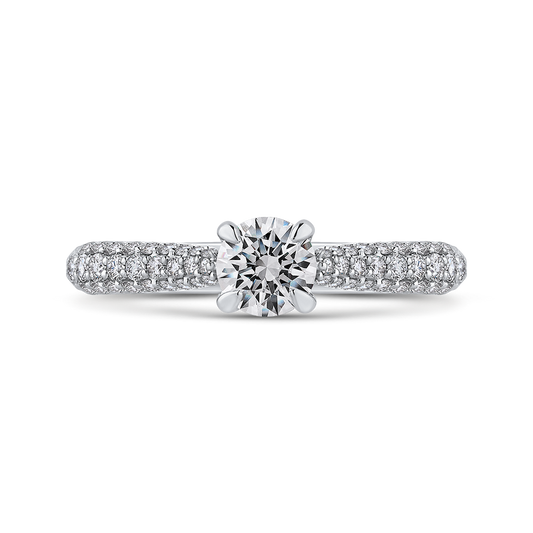 Round Diamond Cathedral Style Engagement Ring in 14K White Gold