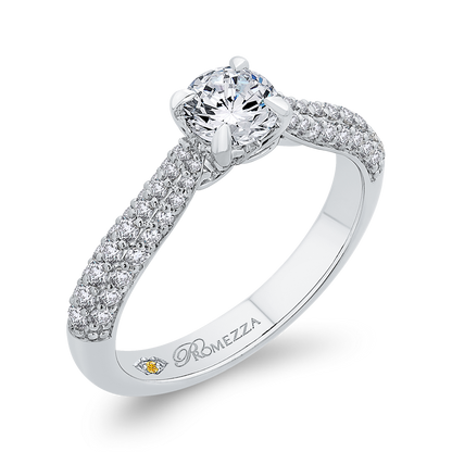 Round Diamond Cathedral Style Engagement Ring in 14K White Gold