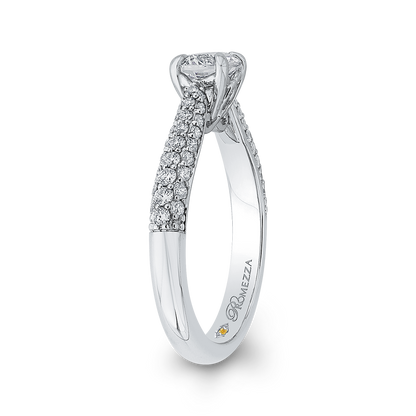 Round Diamond Cathedral Style Engagement Ring in 14K White Gold