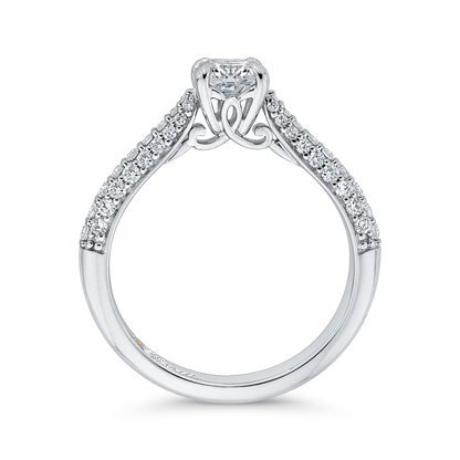 Round Diamond Cathedral Style Engagement Ring in 14K White Gold