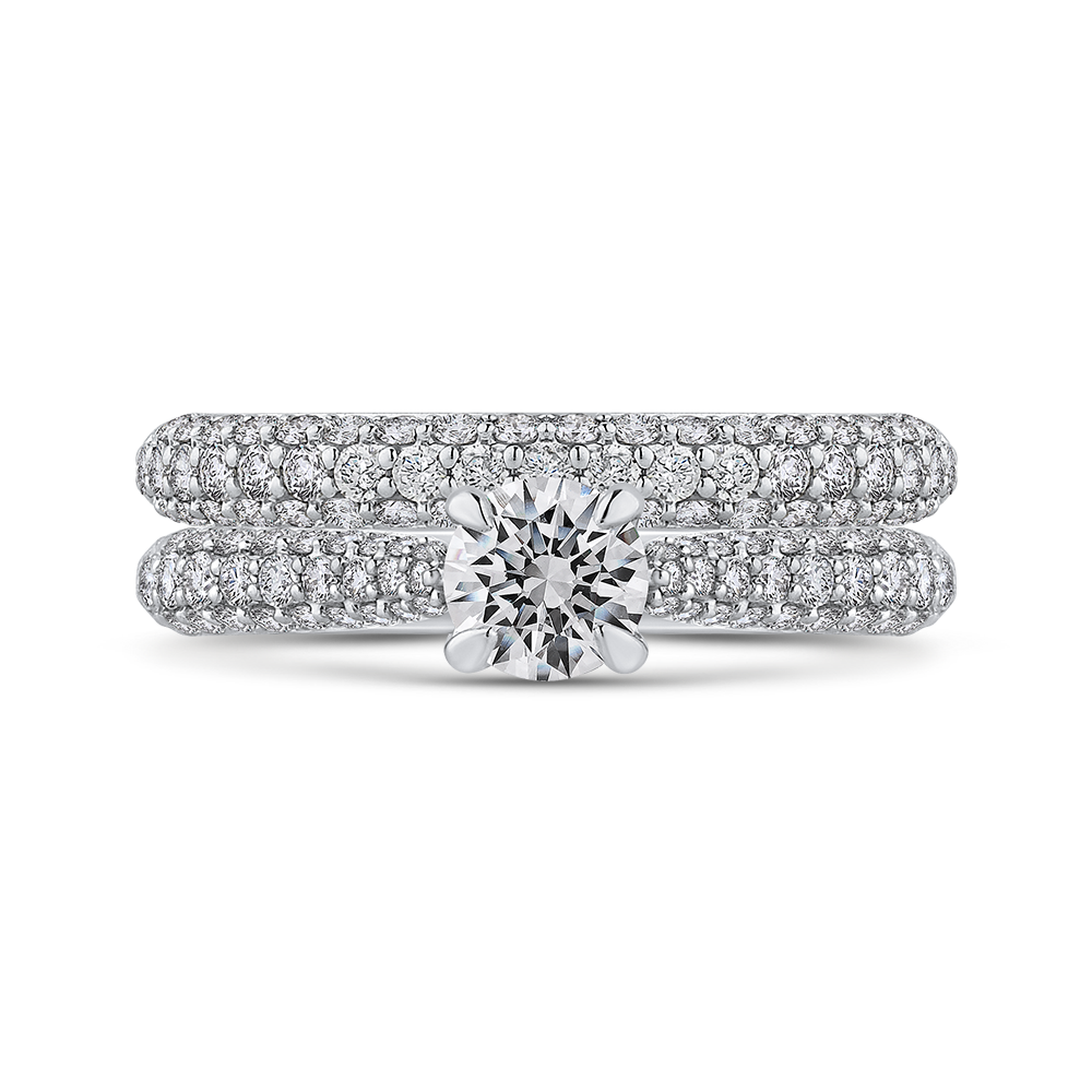 Round Diamond Cathedral Style Engagement Ring in 14K White Gold