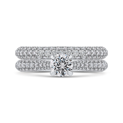 Round Diamond Cathedral Style Engagement Ring in 14K White Gold