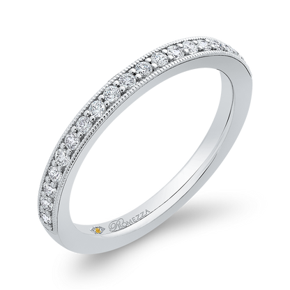Round Diamond Half-Eternity Wedding Band in 14K White Gold