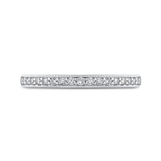 Round Diamond Half-Eternity Wedding Band in 14K White Gold