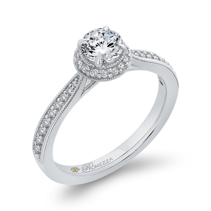 Round Diamond Halo Engagement Ring in 14K White Gold