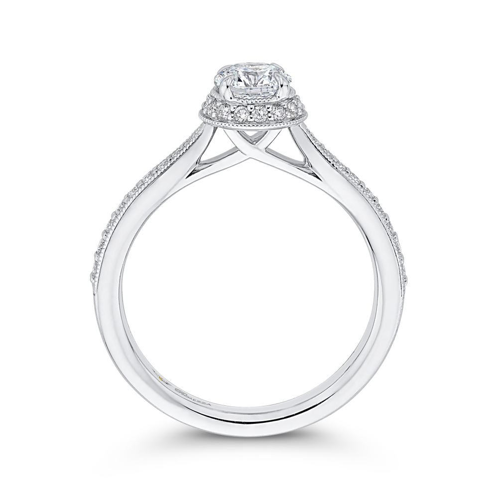 Round Diamond Halo Engagement Ring in 14K White Gold