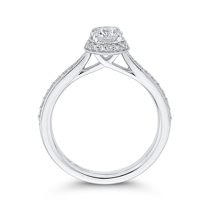 Round Diamond Halo Engagement Ring in 14K White Gold