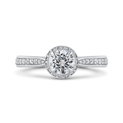 Round Diamond Halo Engagement Ring in 14K White Gold