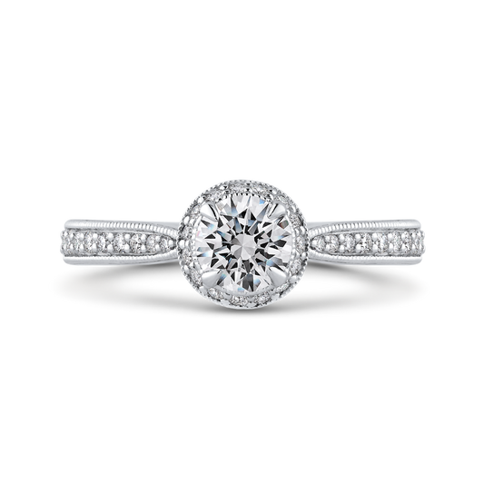 Round Diamond Halo Engagement Ring in 14K White Gold