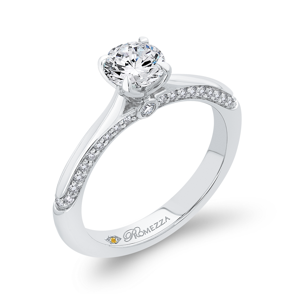 Round Diamond Engagement Ring in 14K White Gold