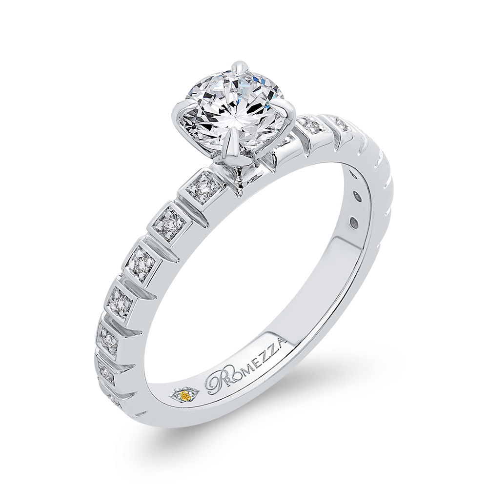 Diamond Floral Engagement Ring in 14K White Gold