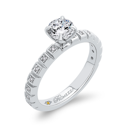 Diamond Floral Engagement Ring in 14K White Gold