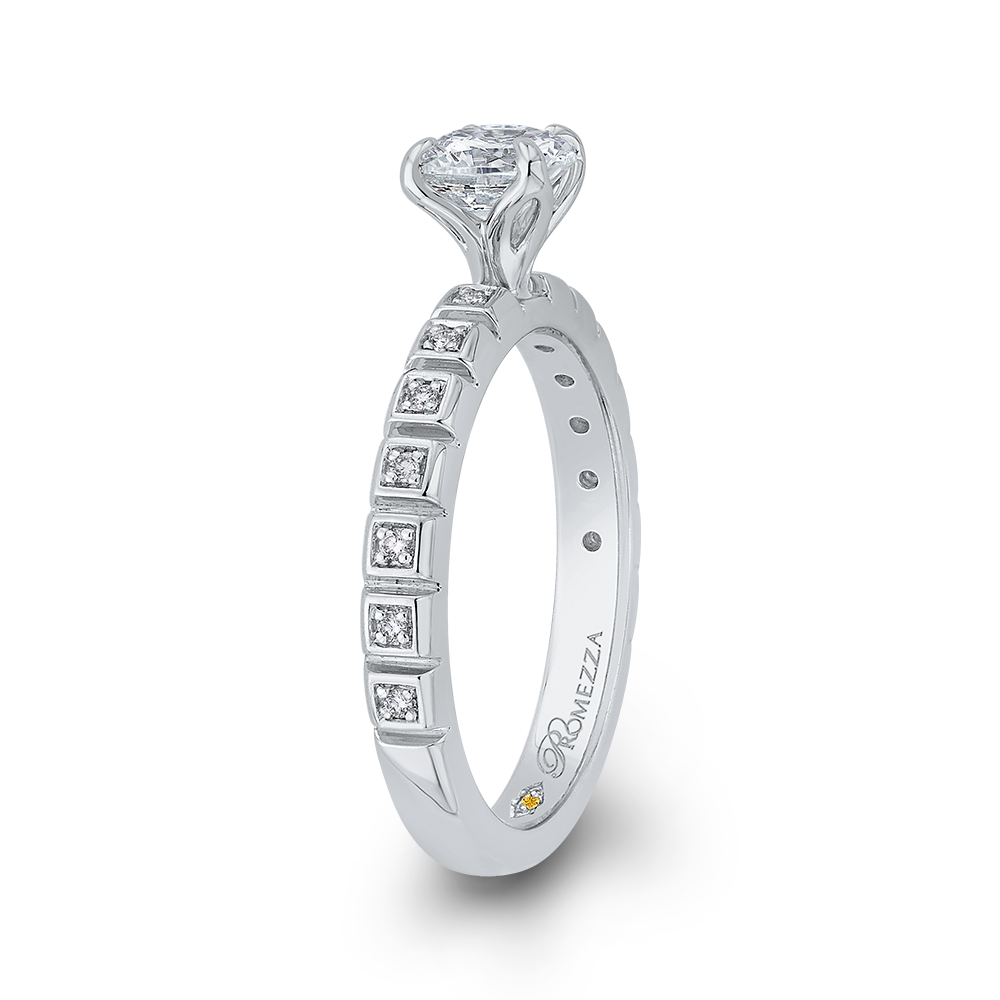 Diamond Floral Engagement Ring in 14K White Gold