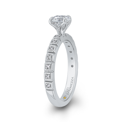 Diamond Floral Engagement Ring in 14K White Gold