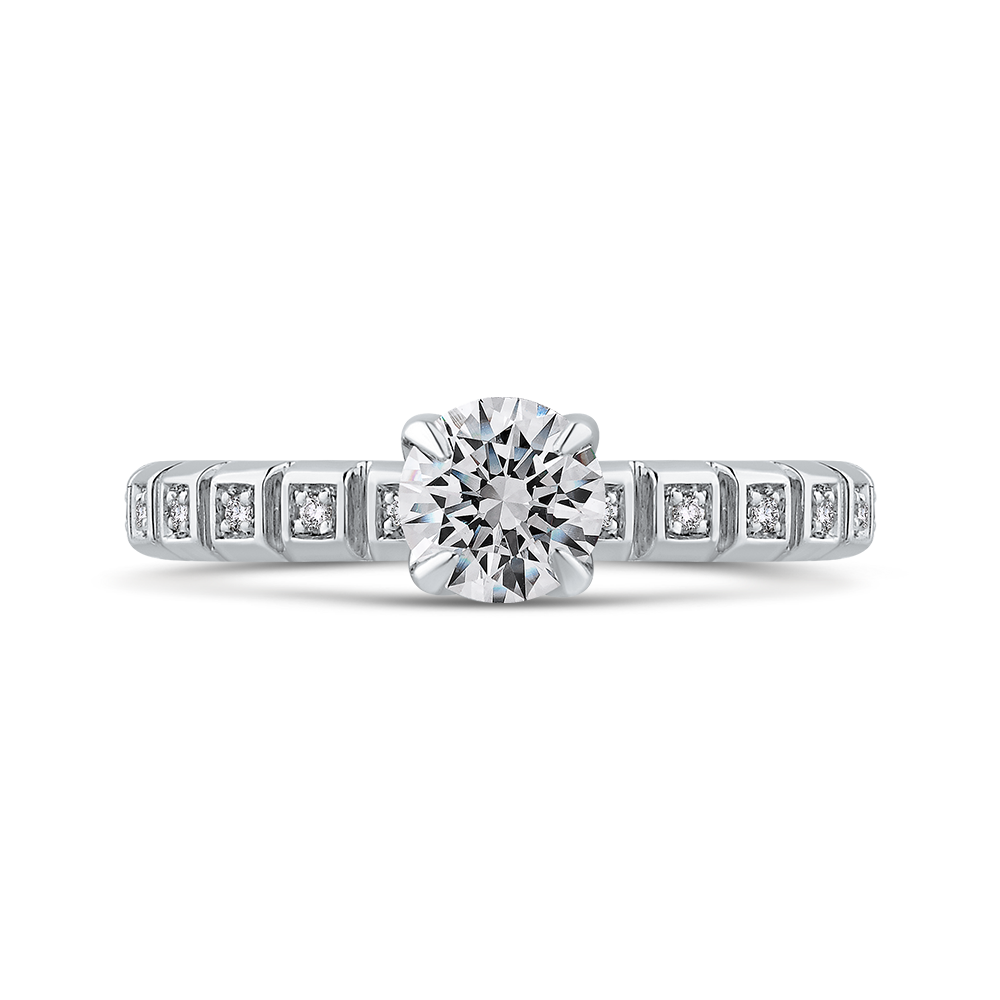 Diamond Floral Engagement Ring in 14K White Gold