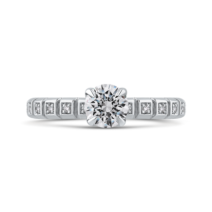 Diamond Floral Engagement Ring in 14K White Gold