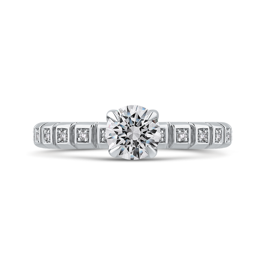 Diamond Floral Engagement Ring in 14K White Gold