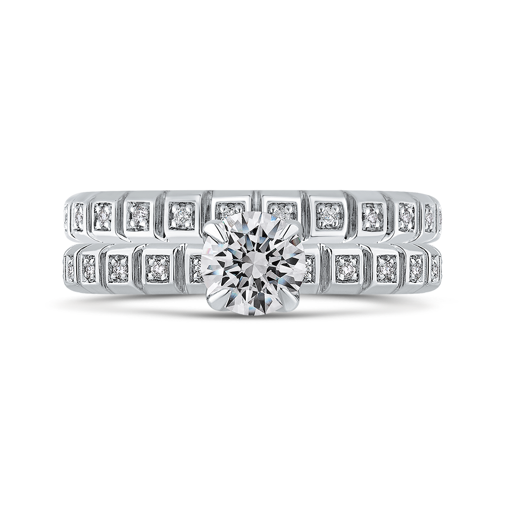 Diamond Floral Engagement Ring in 14K White Gold