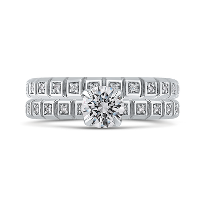 Diamond Floral Engagement Ring in 14K White Gold