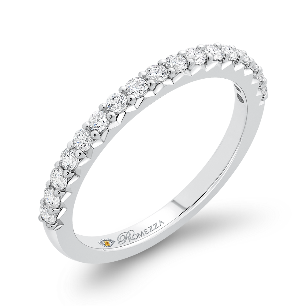 Round Diamond Half-Eternity Wedding Band in 14K White Gold