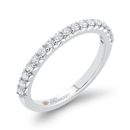 Round Diamond Half-Eternity Wedding Band in 14K White Gold