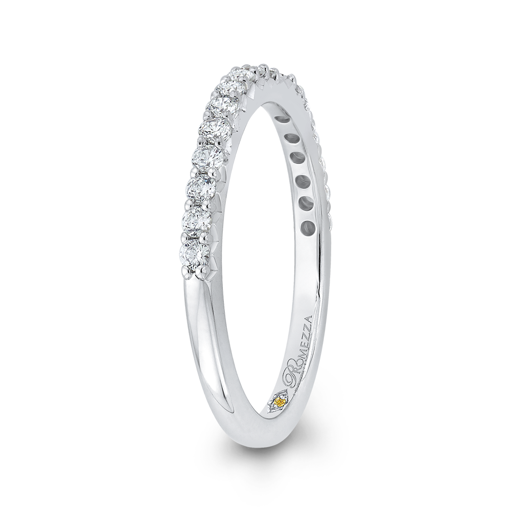 Round Diamond Half-Eternity Wedding Band in 14K White Gold