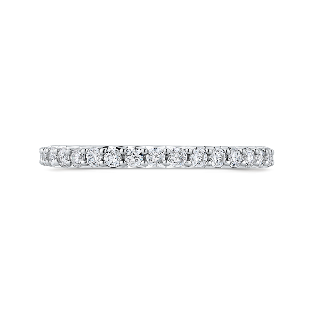 Round Diamond Half-Eternity Wedding Band in 14K White Gold